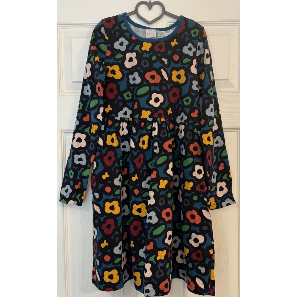 Hanna Andersson Elizabeth Playdress Girls Sz 12 Navy Floral Long Sleeves EUC‎